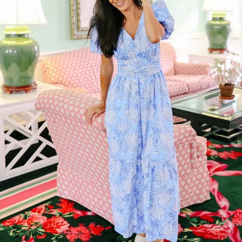 Lilly Pulitzer Ezralyn Dress Blue Floral Maxi